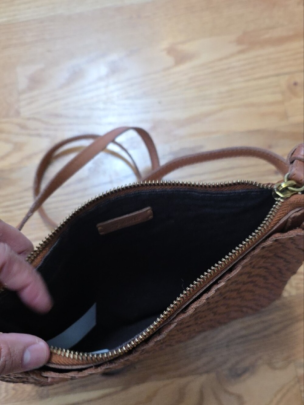 Madewell Woven Leather Crossbody in Brown Tan - Picture 4 of 7